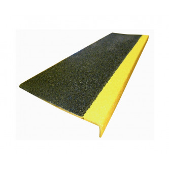 perfil de fibra de vidrio negro con banda amarilla 1 m