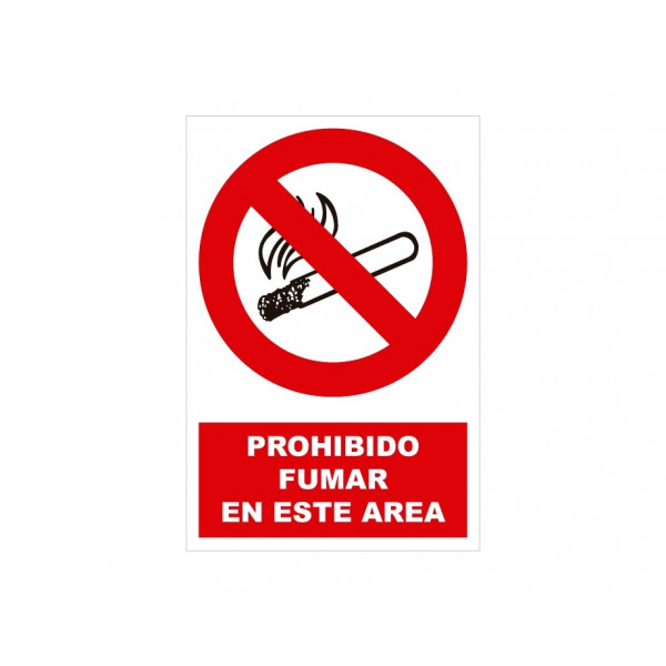 Prohibido Fumar En Este Area Con Rotulo Prohibicion