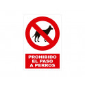 prohibido perros con rotulo
