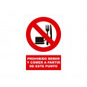prohibido beber y comer a partir de este punto con rotulo