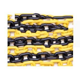 cadena plástica amarilla negra 25 m eslabón 6mm