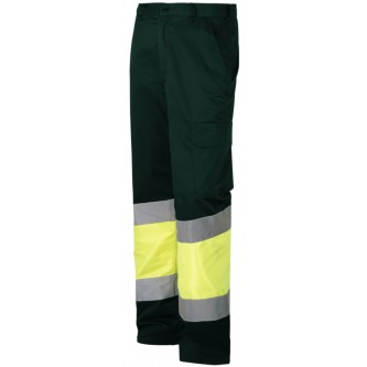 Pantalón Verde/Amarillo Alta visibilidad Multibolsillo