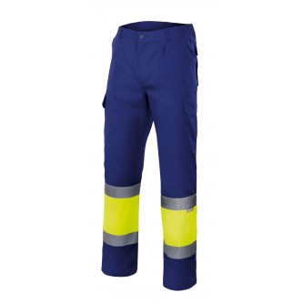 pantalón bicolor alta visibilidad azulina amarillo velilla